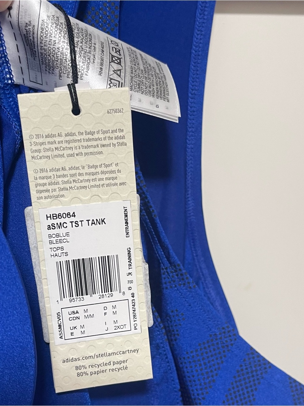 Stella McCartney Adidas Tank top blue Sz M NWT - Picture 7 of 10